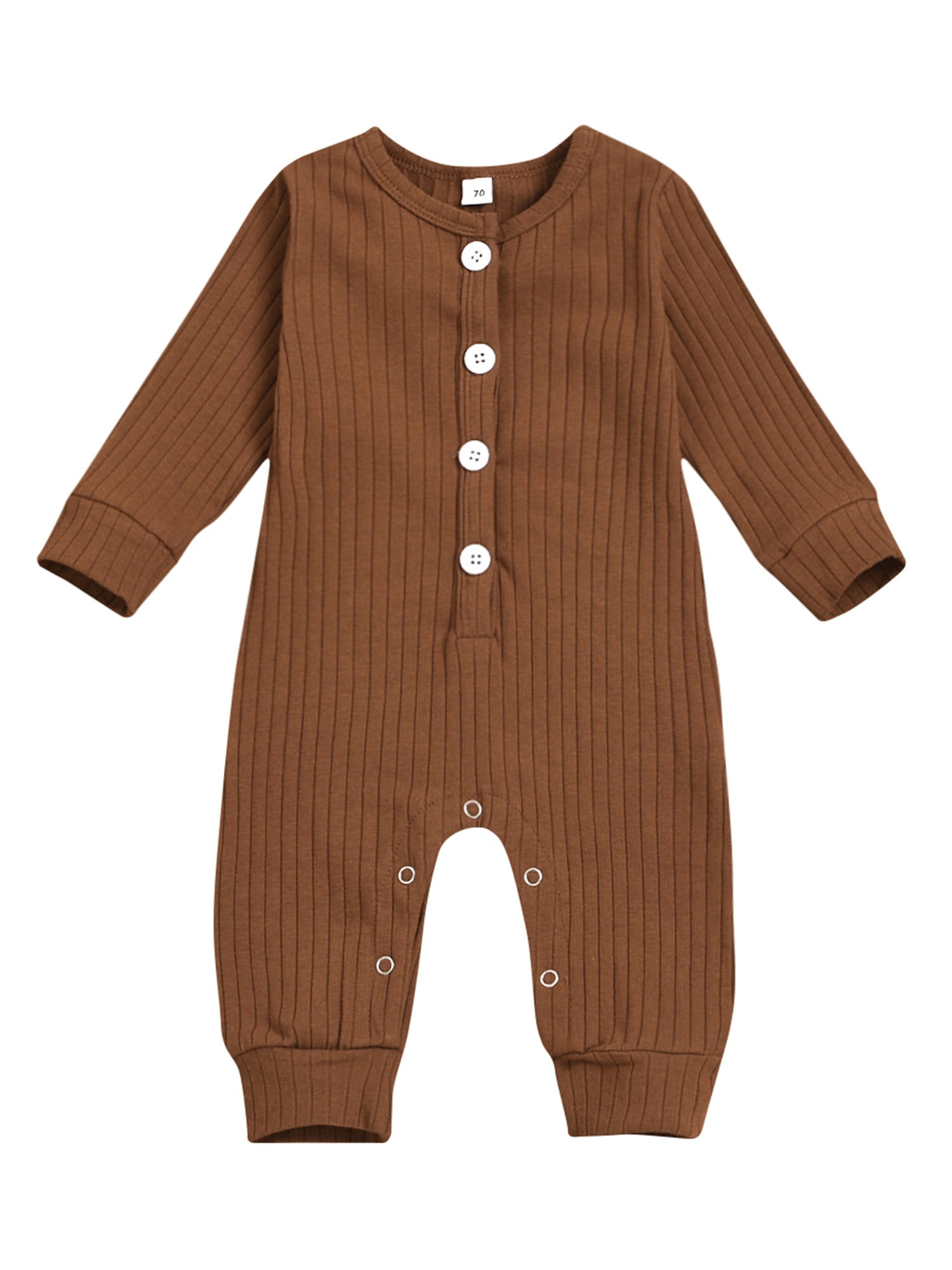 Canrulo Newborn Baby Girl Boy Romper Bodysuit Long Sleeve Button Casual