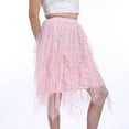 thumbnail image 4 of VOGUES Women's Tulle Skirts High Low Layered Puffy Fairy Skirts A-line Midi Skirt Irregular Tutu Skirt, 4 of 4