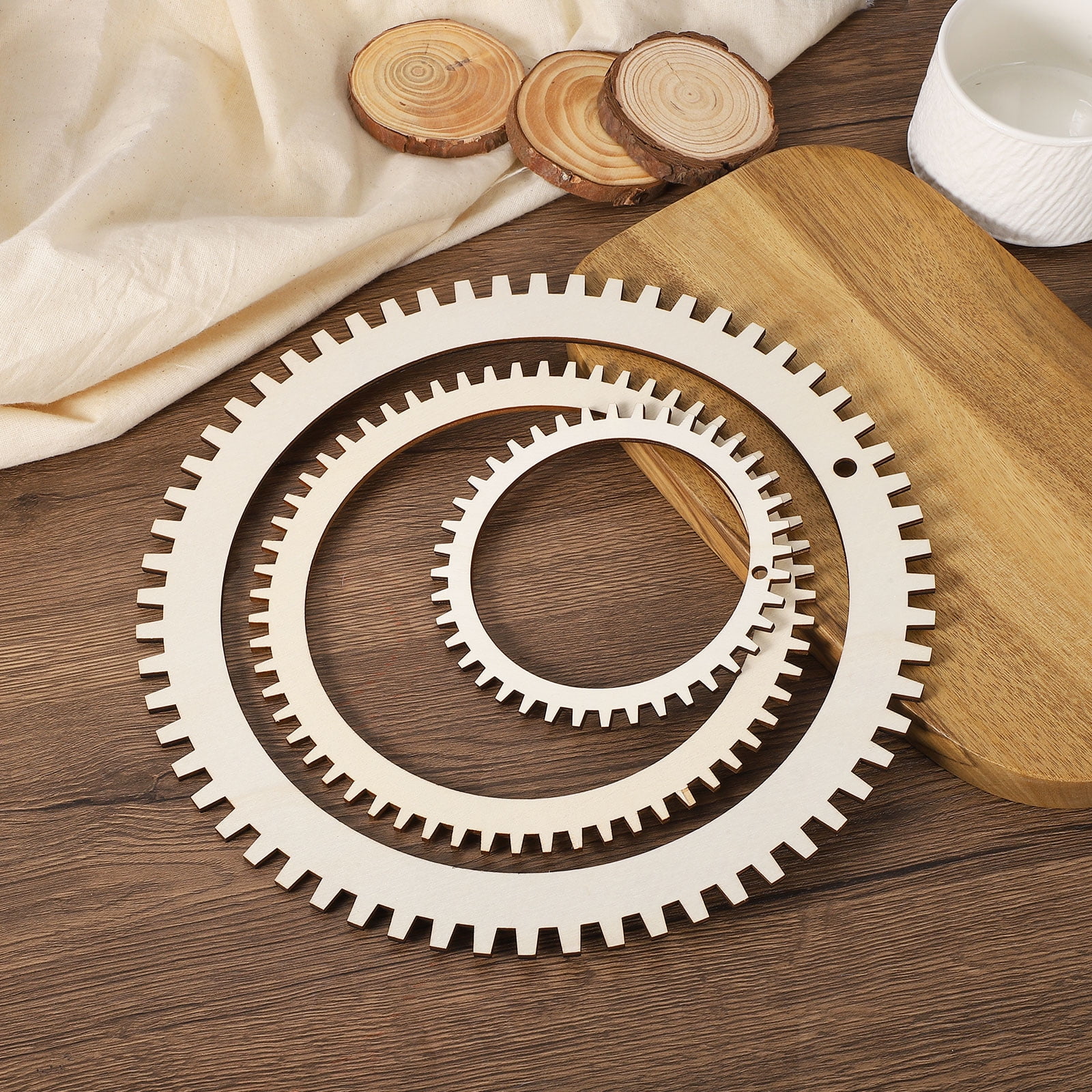 Uxcell 3pcs Weaving Loom, 5.1" 7.9" 11" Round Gear Shape Wooden Weaving Loom Kit
