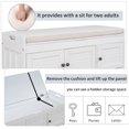 thumbnail image 4 of Shoe Bench with 3 Cabinets and Hidden Storage Space, Storage Bench with Removable Back and Seat Cushion for Hallway, Bedroom, White, 4 of 9