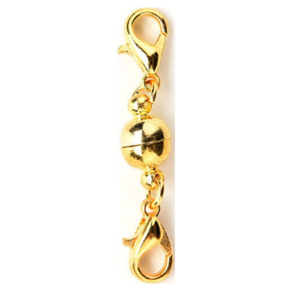 6 Fermoirs Magnétiques Pour Bijoux - Boule Strass Dorée 10,5 Mm - Avec Mousquetons - Création DIY