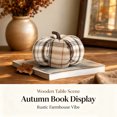 thumbnail image 5 of Fall Fabric Pumpkins Decor,Vintage Plaid Fabric Pumpkins Autumn Decor,Rustic Farmhouse Pumpkins for Mantel Table, Thanksgiving Halloween Autumn Home,Beige, 5 of 7