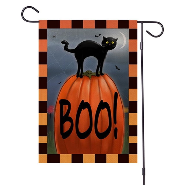 Jardín De Halloween Bandera De Vacaciones De Lino De Doble Cara Decoración De Patio Para Vallas Paredes De Ventanas seitruly HA041436-06