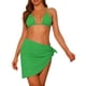 thumbnail image 1 of Conjuntos de bikini de 3 piezas para mujer, con escote halter, trajes de baño de malla con pareo y falda de playa, traje de baño pequeño en verde, 1 of 5