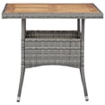 thumbnail image 2 of vidaXL 3 Piece Garden Dining Set Grey Poly Rattan and Acacia Wood, 2 of 5