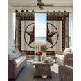 thumbnail image 4 of Blackout Curtains for Bedroom, Country Texas Star Room Darkening Window Drapes for Living Room, Brown Farmhouse Vintage Wooden Thermal Insulated Grommet Curtains, 52x96 inch, 2 Panels, 4 of 9
