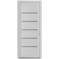Front Exterior Prehung Metal-Plastic Door | Manux 8415 White Silk | Office Commercial and Residential Doors Entrance Patio Garage W32x80 Left-hand