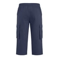 thumbnail image 4 of Mens 3/4 Length Cargo Capri Pants Drawstring Elastic Waist Summer Lightweight Casual Outdoor Hiking Athletic Cropped Trousers Navy 3XL, 4 of 8
