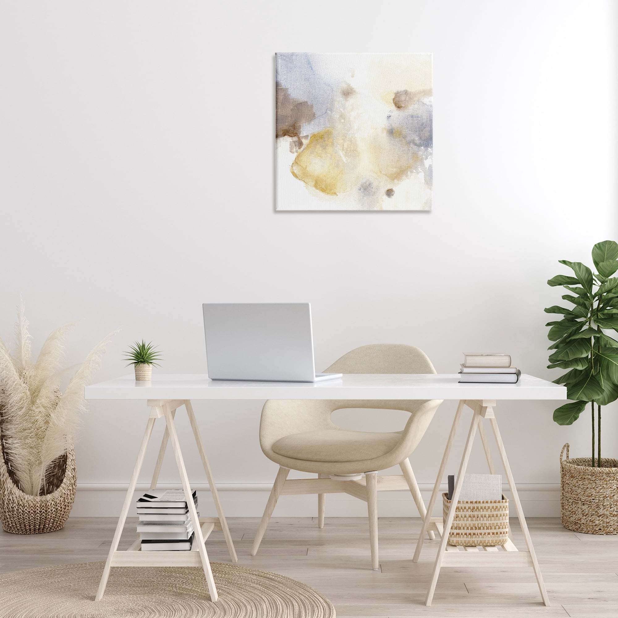Stupell Industries Subtle Cloudy Abstract Abstract Painting Gallery Wrapped Canvas Art Print Wall Art, 24 x 24