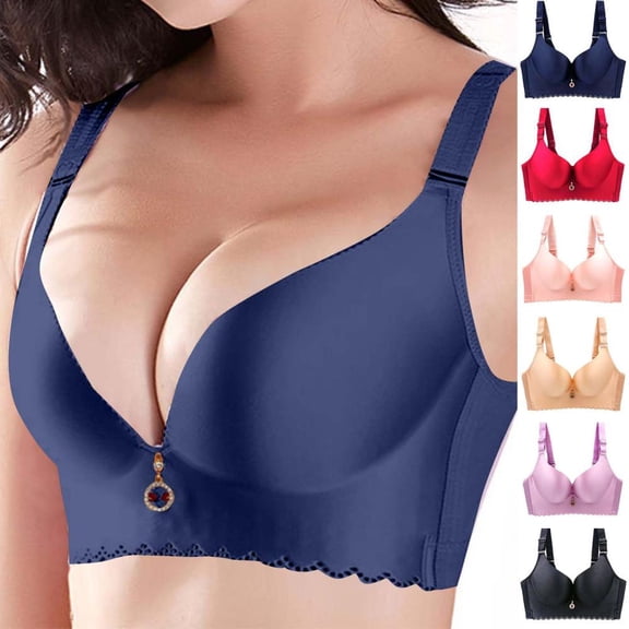 Bxsruta Plus Size Women's Wirefree Seamless Lifting Support Bra Full Coverage Comfort Everyday Wear Lingerie