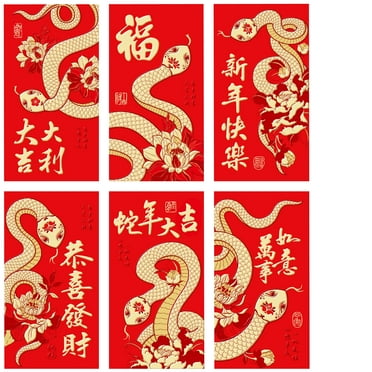 Omeite 24PCS 2025 Chinese New Year Red Envelopes Snake Year Hong Bao Chinese New Year Envelope for Spring Festival Chinese Lunar Year