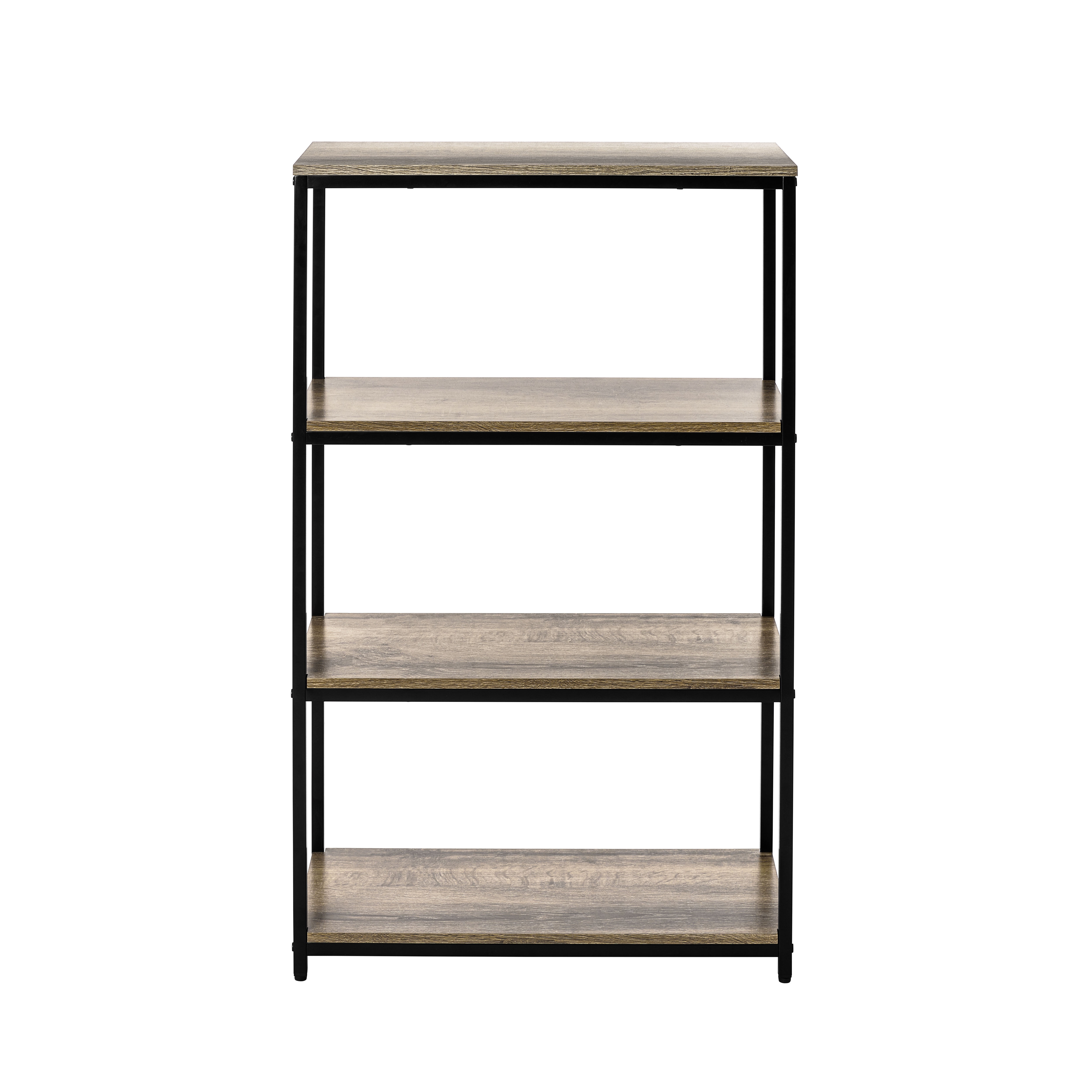 Mainstays 4-Shelf Metal Frame Bookcase, Rustic Brown Finish