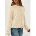 thumbnail image 4 of PRETTYGARDEN Womens Fall Button Down Cardigans Chunky Knit Ruffle Open Front Cropped Cardigan Sweaters Soft Long Sleeve Tops, 4 of 9