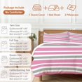 thumbnail image 6 of Pink Gray Bedding Duvet Cover Set Twin Size 4 Pieces White Stripe Soft Twill Plush Quilt Cover, Include 1 Duvet Cover 1 Flat Sheet And 2 Pillow, 6 of 7
