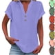 thumbnail image 1 of Blusa,Camiseta de cuello en V para mujer, blusa informal holgada, mezcla de algodón y lino, manga larga para uso diario, sopatenor, 1 of 9