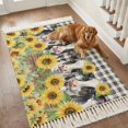 thumbnail image 3 of Kitchen Runner Rugs, Farm Cow Sunflower Wood Barn 3'x5' Throw Rug with Tassels, Rustic Black White Buffalo Plaid Washable Soft Floor Carpet Runner for Hallway Bedroom Bathroom Laundry Room, 3 of 9