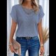 thumbnail image 4 of Suéter de Verano para Mujer, Cuello Redondo, Informal, Tejido A Crochet, Camiseta de Corta con Encaje y Costuras Huecas. Azul L, 4 of 5