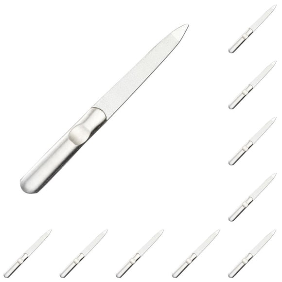 Vogacara Nail File Stainless Steel Double Sided Tool Polishing Buffer Scrub Care Art Manicure Professional Manual Reusable Tipo 1 11.7 cm 10piezas