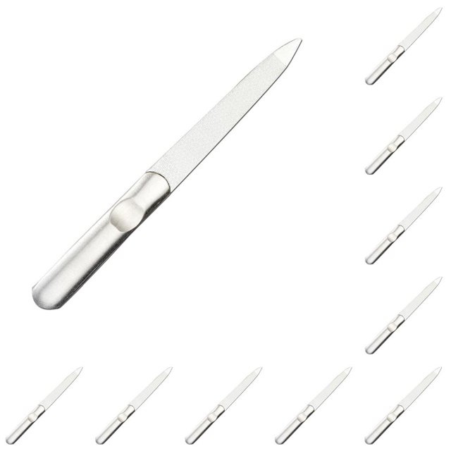 Vogacara Nail File Stainless Steel Double Sided Tool Polishing Buffer Scrub Care Art Manicure Professional Manual Reusable Tipo 1 11.7 cm 10piezas