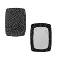 thumbnail image 4 of Jiueut Black Leopard Print Bar Stool Cover, Stretch Rectangle Bar Stool Covers Protector Jacquard Chair Seat Slipcover Saddle Bar Stool Slipcover for Wooden Metal Bench, Set of 2, 4 of 7