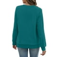 thumbnail image 3 of Crewneck Sweatshirts for Women No Hood Fall Casual Long Sleeve Pullover Tops Loose Sweatshirt with Pocket Turquoise S, 3 of 6