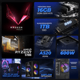 thumbnail image 3 of Computadora Escritorio Completa Xtreme PC Gaming AMD Radeon Vega Renoir Ryzen 7 5700G 16GB SSD 1TB Monitor Curvo 23.8 100Hz WIFI Black juegos casuales, trabajo y estudio, 3 of 6