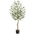 thumbnail image 2 of Kselythan 4FT Artificial Olive Trees，Olive Tree Plants,Faux Olive Tree with Realistic Trunk, Leaves, Fruits for Home Office Decor, 2 of 7