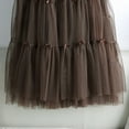 thumbnail image 6 of VUPSGEZ Women's Tulle Skirt Ruffle Multilayer Mesh A Line Tier Tutu Prom Wedding Long Tulle Skirts (Coffee,One Size), 6 of 8