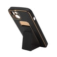 thumbnail image 2 of Funda innovadora para teléfono con marco de metal completo, cubierta protectora anticaída de cuero para teléfono con pulsera con soporte plegable para Iphone 13, color negro, 2 of 8