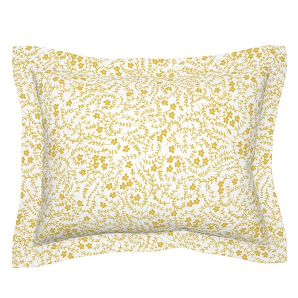 Flowers Spring Happy Yellow Mustard Pillow Sham by Roostery Walmart