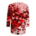 thumbnail image 3 of Resicozy Valentines Shirts For Women 3/4 Length Sleeve Valentine Day Top 2026 Love Heart Printed Graphic Pullover Wine 3XL, 3 of 3