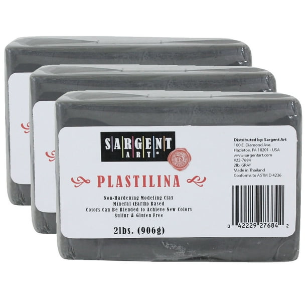 Sargent Art® Plastilina NonHardening Modeling Clay, Gray, 2lbs., 3