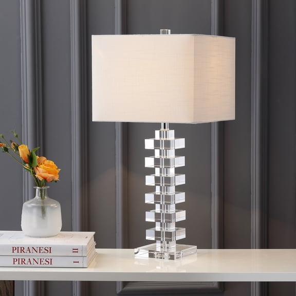 JONATHAN Y June 28" Crystal LED Table Lamp, Clear, JYL2054A