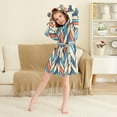 thumbnail image 3 of FORMRS Niños Bathrobe Unisex Hooded Robe Soft Plush Pajamas Sleepwear, Size 7-9T, Blue Geometric, 3 of 7