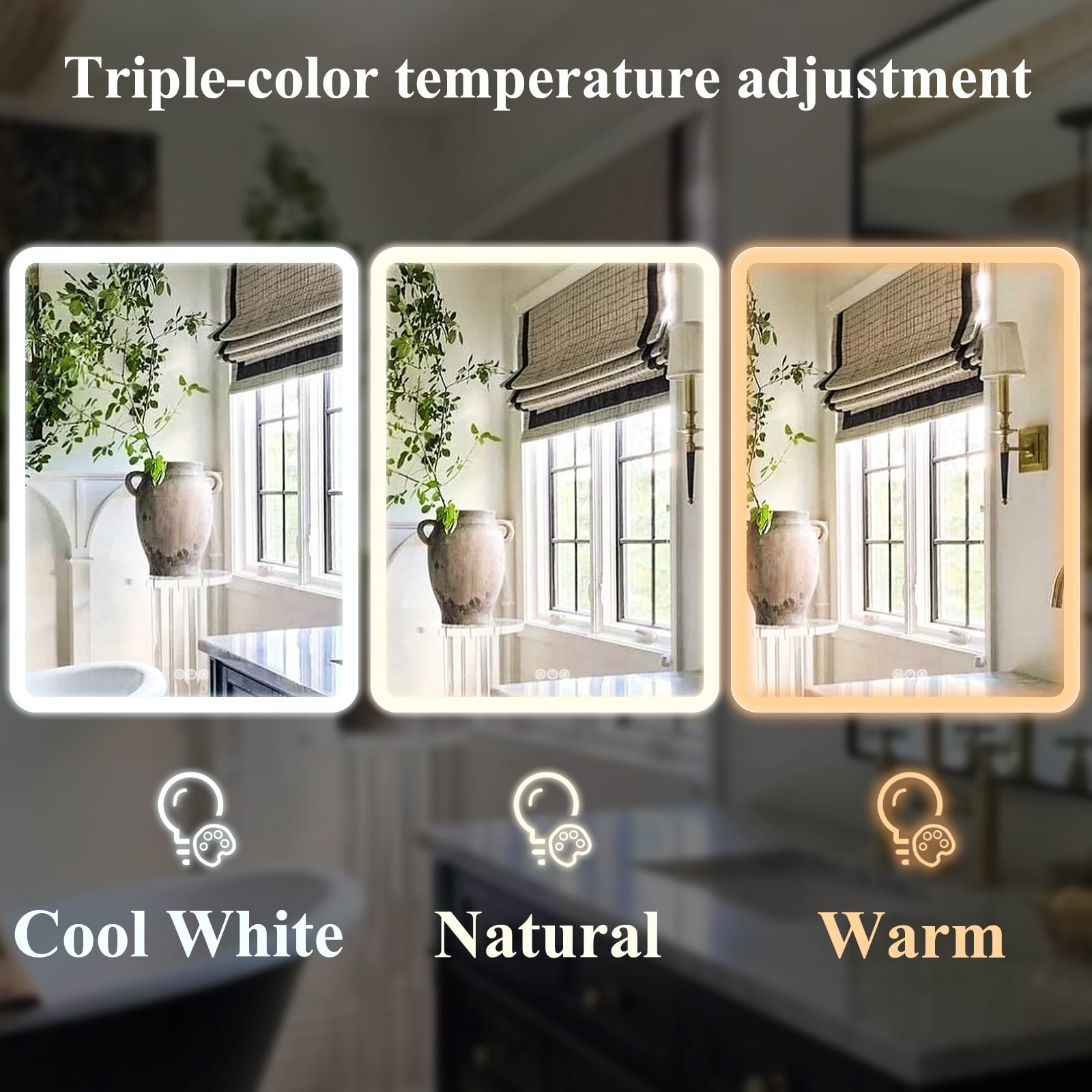 Easy4Home 24"x32" LED Bathroom Medicine Cabinet with Mirror with Adjustable Shelves & One-Door