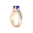 thumbnail image 3 of Lab Created Blue Sapphire 1.20 ctw Engagement Ring with Diamonds 14K Rose Gold Bridge Channel set Princess, 3 of 4