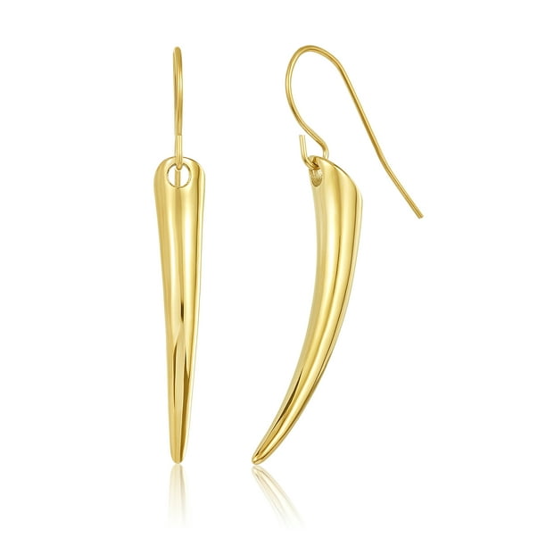 Gold Plated Curved Stainless Steel Dangle Earrings - Walmart.com