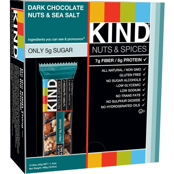(Price/Case)KIND 17851 Kind Bar Dark Choclate Nuts & Sea Salt Bar 1.4