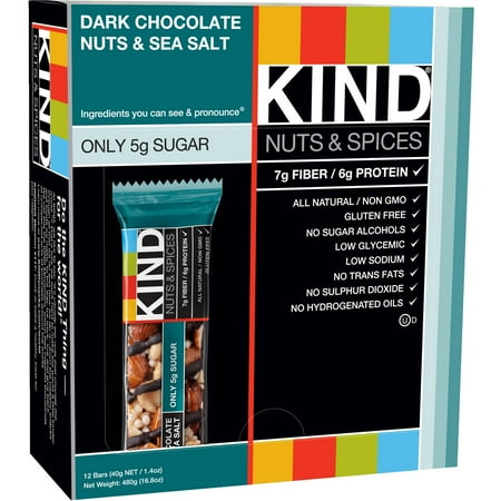 Kind Fruit and Nut Bars Dark Chocolate Nuts; Sea Salt, 1.4 oz, 12 Count