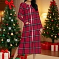 thumbnail image 2 of Women's Zipper Robe Xmas Plaid Print Housecoats Long Sleeve Pajamas with Pocket Soft Knee Length Nightgowns Fitted Bathrobes Comfy Christmas Pajama, 2 of 9