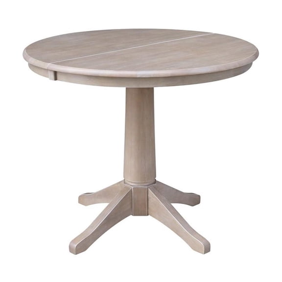 36" Round Dining Table with 12" Leaf - Washed Gray Taupe