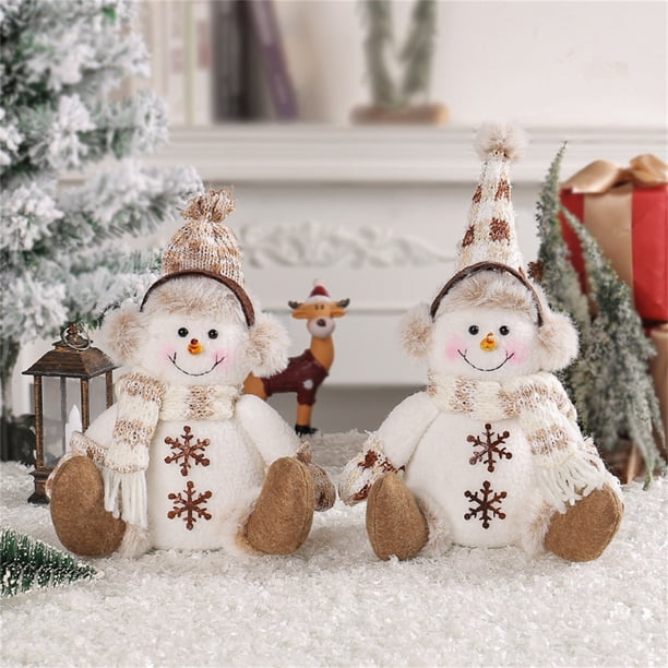Muñeco de Nieve Navideño de Patas Cortas, Muñeco de Punto Marrón Cálido, Decoración de Rudolf, Muñeco de Duende Enano, Decoración Navideña