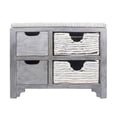 thumbnail image 1 of 25" X 17" X 20" Grey MDF Wood Water Hyacinth 2-Drawer, 2-Basket Storage Bench, 1 of 5