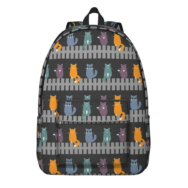 Adorable Cat-Themed Print Backpack – Cute Cartoon Cat Bookbag for School, Daily Commute, and Travel