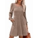 thumbnail image 1 of Vestido Estilo Babydoll Informal de Otoño con Cuello Cuadrado y Larga para Mujer. Caqui L, 1 of 7