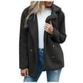 thumbnail image 2 of Women's Fuzzy Shearling Coat, Winter Warm Oversized Jacket with Lapel Collar, Casual Zipper Outwear for Daily Use Black, XXXXXL, 2 of 8