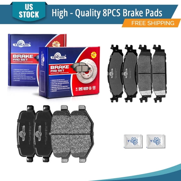 YXPCARS 8PCS Ceramic Brake Pads for Ford Explorer Flex Taurus Lincoln MKS MKT, Front & Rear D1508 D1377