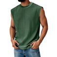 thumbnail image 2 of WTOBBY Men's Summer Striped Solid Color Casual Sports Vest Sleeveless Quick-Drying Lightweight Style With Sporty Look For Outdoor Running Comfortable Training Activities,Dark Green M, 2 of 4