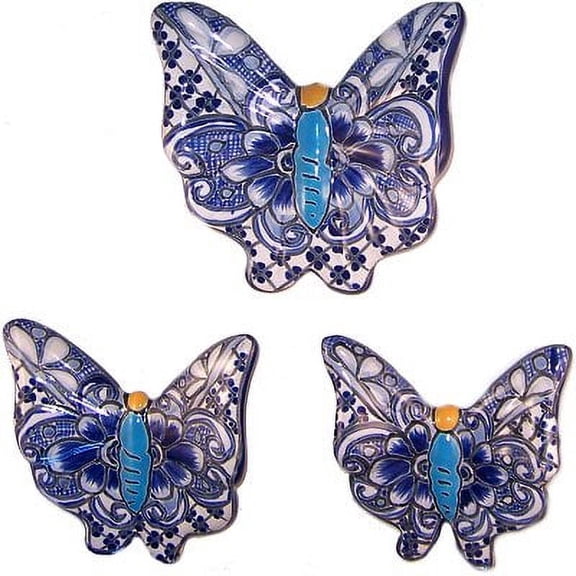 Traditional Talavera Ceramic Butterfly Set (3)