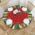 thumbnail image 2 of Red Christmas Round Fitted Tablecloth with Elastic for 48-52 Inch Tables Xmas Tree Snowflake Print Winter Fitted Table Cover Waterproof Holiday Theme Farmhouse Indoor Outdoor Patio Picnic Party, 2 of 4
